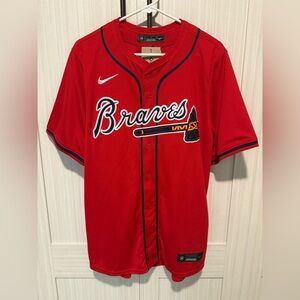Nike Men's Large Atlanta Braves Ronald Acuña Jr #13 Red Limited Vapor Jersey